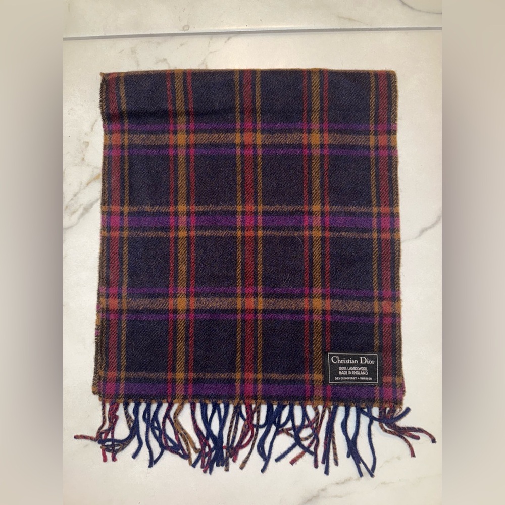 Christian Dior lambswool plaid scarf - Picture 7 of 12